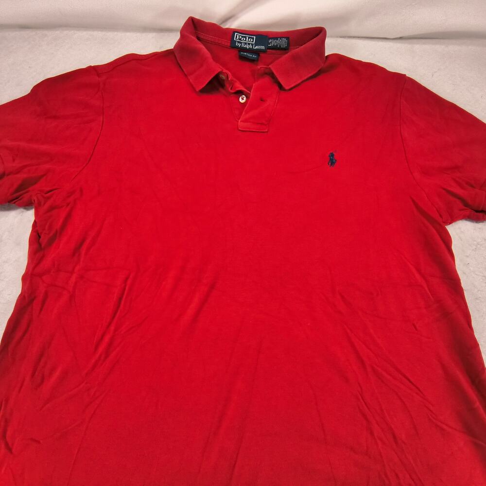 Polo by Ralph Lauren Casual Collared Polo Shirt Mens Size Large L Red Navy